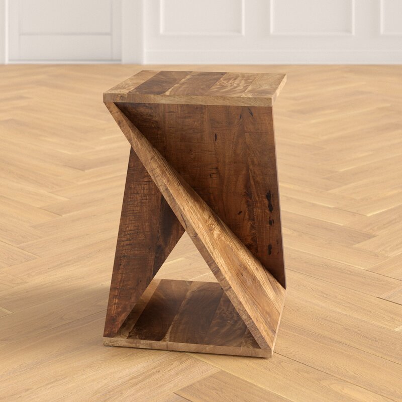 Buran solid wood abstract deals end table